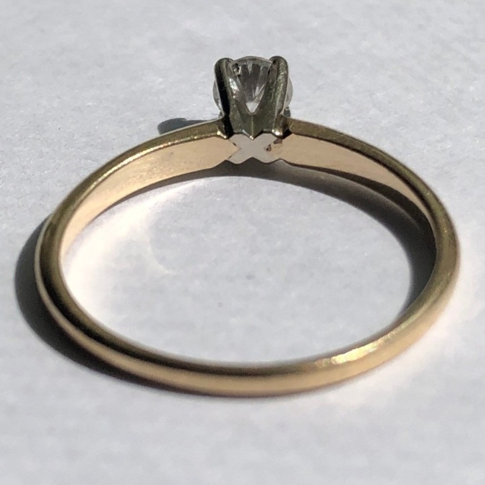 Vintage 14K Yellow Gold Round 1/4 Karat Diamond Solitaire Ring 14KP Sz 5.25 1.5g - Picture 2 of 10
